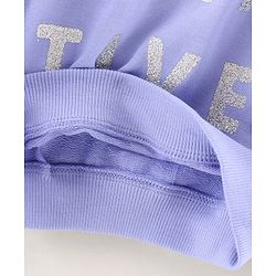 Babyhug Full Sleeves Cotton Knit Sweatshirt With Glitter Text Print - Purple