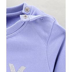 Babyhug Full Sleeves Cotton Knit Sweatshirt With Glitter Text Print - Purple