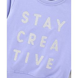 Babyhug Full Sleeves Cotton Knit Sweatshirt With Glitter Text Print - Purple