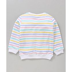 Babyhug Cotton Knit Full Sleeves Striped & Text Printed Sweatshirt - White