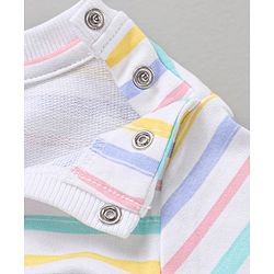 Babyhug Cotton Knit Full Sleeves Striped & Text Printed Sweatshirt - White