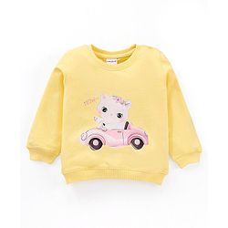 Babyhug 100% Cotton Full Sleeves Sweatshirt with Graphics and Frill Detailing - Yellow