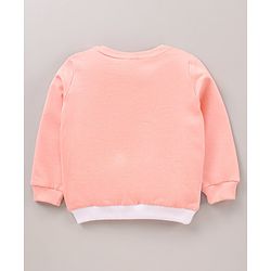 Babyhug 100% Cotton Full Sleeves Sweatshirt with Embroidery - White Peach
