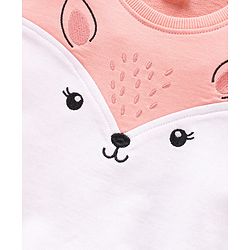 Babyhug 100% Cotton Full Sleeves Sweatshirt with Embroidery - White Peach