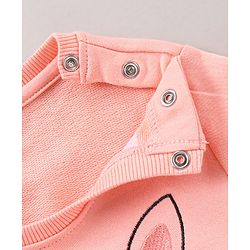 Babyhug 100% Cotton Full Sleeves Sweatshirt with Embroidery - White Peach