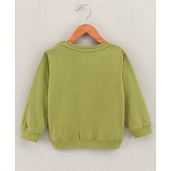 Babyhug Full Sleeves Knit Sweatshirt With Graphic & Bow Detailing- Green