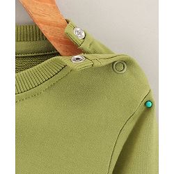 Babyhug Full Sleeves Knit Sweatshirt With Graphic & Bow Detailing- Green