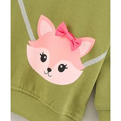 Babyhug Full Sleeves Knit Sweatshirt With Graphic & Bow Detailing- Green