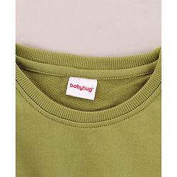 Babyhug Full Sleeves Knit Sweatshirt With Graphic & Bow Detailing- Green