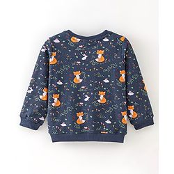 Babyhug 100% Cotton Full Sleeves  Sweatshirt With Jackal Print -Navy Blue