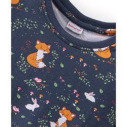 Babyhug 100% Cotton Full Sleeves  Sweatshirt With Jackal Print -Navy Blue