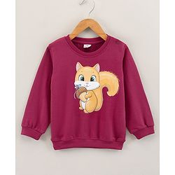 Babyhug Full Sleeves Knit Sweatshirt With Graphics- Maroon