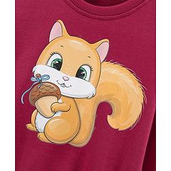Babyhug Full Sleeves Knit Sweatshirt With Graphics- Maroon