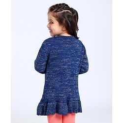 Babyhug Full Sleeves Solid Sweater Tassel & Glitter Detailing- Blue