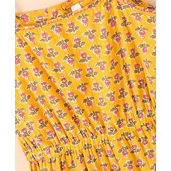Babyhug Cotton Woven Sleeveless Ethnic Jumpsuit Floral Print - Yellow