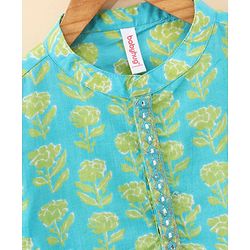 Babyhug Cotton Woven Full Sleeves Bagh Printed Kurta & Dhoti Set - Teal