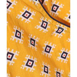 Babyhug Cotton Woven Full Sleeves Ethnic Print Kurta & Dhoti Set - Yellow