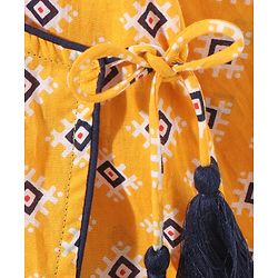 Babyhug Cotton Woven Full Sleeves Ethnic Print Kurta & Dhoti Set - Yellow