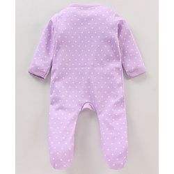 Babyhug Cotton Knit Full Sleeves Sleepsuit Polka Dots Printed - Purple