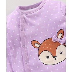 Babyhug Cotton Knit Full Sleeves Sleepsuit Polka Dots Printed - Purple