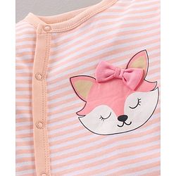 Babyhug Cotton Knit Full Sleeves Sleepsuit Striped - Pink