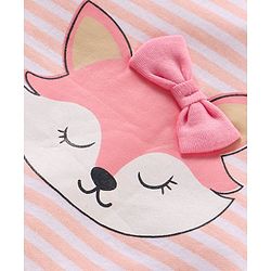Babyhug Cotton Knit Full Sleeves Sleepsuit Striped - Pink
