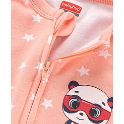 Babyhug Cotton Knit Full Sleeves Panda Print Sleep Suit - Pink