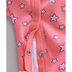Babyhug Cotton Full Sleeves Footed Sleepsuit Bunny Print - Coral