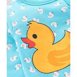 Babyhug Cotton Knit Full Sleeves Duck Printed Sleep Suit - Blue