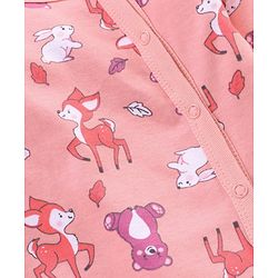 Babyhug Full Sleeves Sleep Suit Animal Print  - Pink
