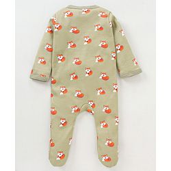 Babyhug Full Sleeves Sleepsuit Animal Print - Green