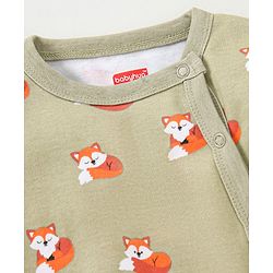 Babyhug Full Sleeves Sleepsuit Animal Print - Green