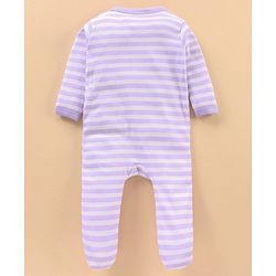 Babyhug Cotton Knit Full Sleeves Sleepsuit Striped - Blue