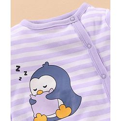 Babyhug Cotton Knit Full Sleeves Sleepsuit Striped - Blue