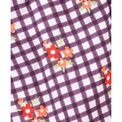 Babyhug Full Sleeves Printed Checks Rayon Top With Floral Print And Frill Detailing-Multicolor