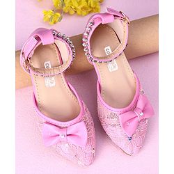 Cute Walk by Babyhug Sandals Bow & Beads Applique - Pink