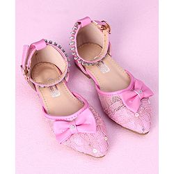 Cute Walk by Babyhug Sandals Bow & Beads Applique - Pink