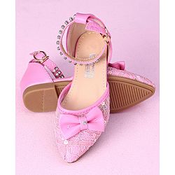 Cute Walk by Babyhug Sandals Bow & Beads Applique - Pink