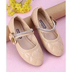 Cute Walk by Babyhug Ballerina with Floral Applique - Beige