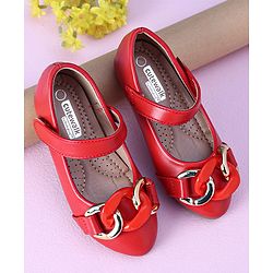 Cute Walk by Babyhug Party Wear Ballerinas Chain Applique - Red