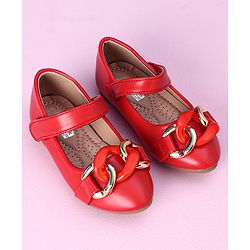 Cute Walk by Babyhug Party Wear Ballerinas Chain Applique - Red
