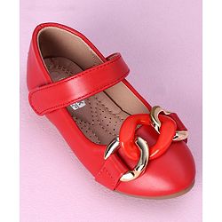 Cute Walk by Babyhug Party Wear Ballerinas Chain Applique - Red