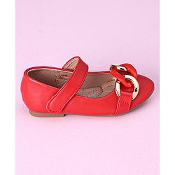 Cute Walk by Babyhug Party Wear Ballerinas Chain Applique - Red