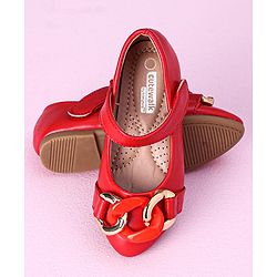 Cute Walk by Babyhug Party Wear Ballerinas Chain Applique - Red