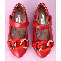 Cute Walk by Babyhug Party Wear Ballerinas Chain Applique - Red