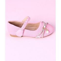 Cute Walk by Babyhug Party Wear Sandals Studded Lace Applique - Pink