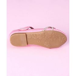 Cute Walk by Babyhug Party Wear Sandals Studded Lace Applique - Pink