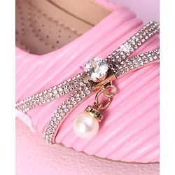 Cute Walk by Babyhug Party Wear Sandals Studded Lace Applique - Pink