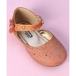 Cute Walk by Babyhug Ballerinas with Floral Applique - Orange
