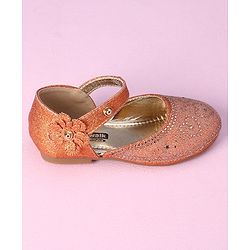 Cute Walk by Babyhug Ballerinas with Floral Applique - Orange